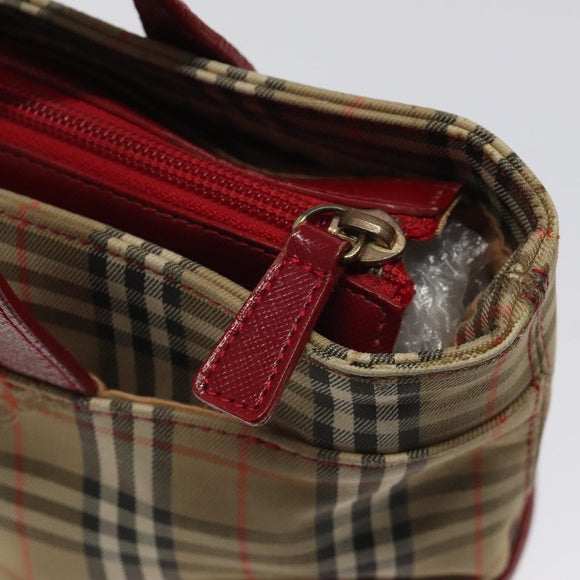 BURBERRY Nova Check Hand Bag Canvas Beige Auth MX108