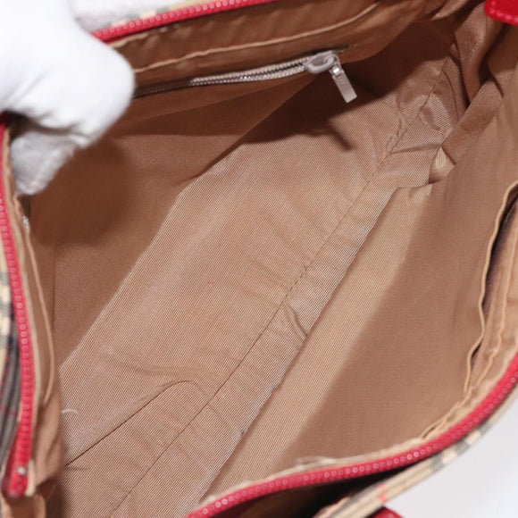BURBERRY Nova Check Hand Bag Canvas Beige Auth MX108