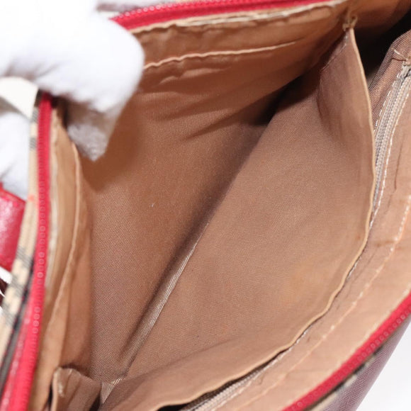 BURBERRY Nova Check Hand Bag Canvas Beige Auth MX108