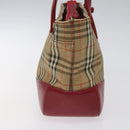 BURBERRY Nova Check Hand Bag Canvas Beige Auth MX108-3