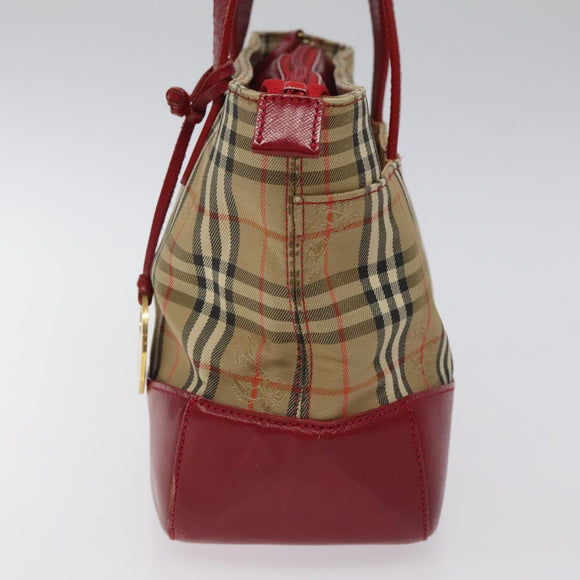 BURBERRY Nova Check Hand Bag Canvas Beige Auth MX108