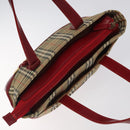 BURBERRY Nova Check Hand Bag Canvas Beige Auth MX108-6