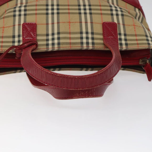 BURBERRY Nova Check Hand Bag Canvas Beige Auth MX108