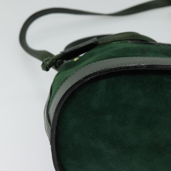 FENDI Shoulder Bag Suede Green Auth MX110