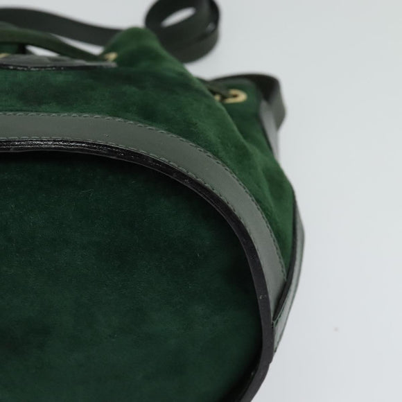 FENDI Shoulder Bag Suede Green Auth MX110