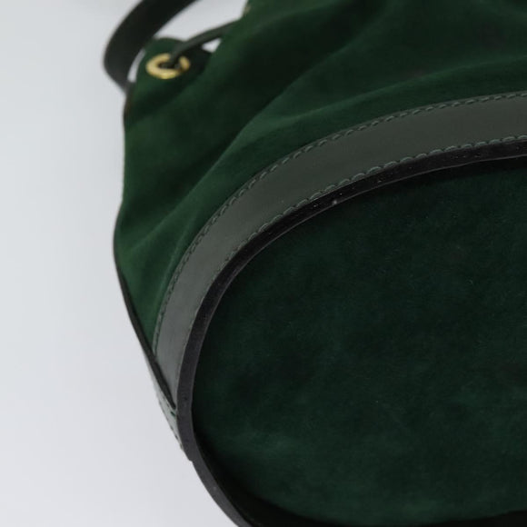 FENDI Shoulder Bag Suede Green Auth MX110