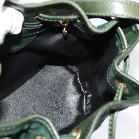 FENDI Shoulder Bag Suede Green Auth MX110