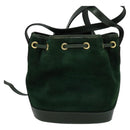 FENDI Shoulder Bag Suede Green Auth MX110-2