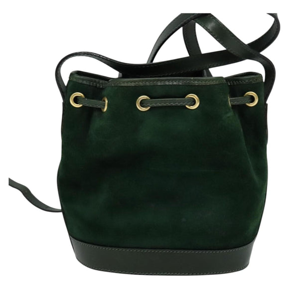 FENDI Shoulder Bag Suede Green Auth MX110