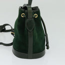 FENDI Shoulder Bag Suede Green Auth MX110-3