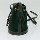 FENDI Shoulder Bag Suede Green Auth MX110-4