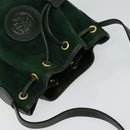 FENDI Shoulder Bag Suede Green Auth MX110-6