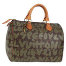 LOUIS VUITTON Monogram Graffiti Speedy 30 Bag Green Khaki M92194 LV Auth MX114AM-1