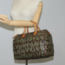 LOUIS VUITTON Monogram Graffiti Speedy 30 Bag Green Khaki M92194 LV Auth MX114AM-25