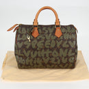LOUIS VUITTON Monogram Graffiti Speedy 30 Bag Green Khaki M92194 LV Auth MX114AM-12