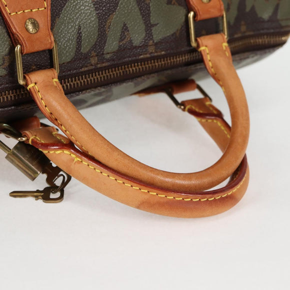 LOUIS VUITTON Monogram Graffiti Speedy 30 Bag Green Khaki M92194 LV Auth MX114AM