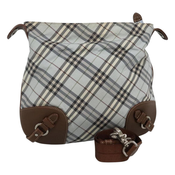 BURBERRY Nova Check Blue Label Shoulder Bag Nylon Light Blue Auth MX120