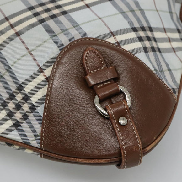 BURBERRY Nova Check Blue Label Shoulder Bag Nylon Light Blue Auth MX120