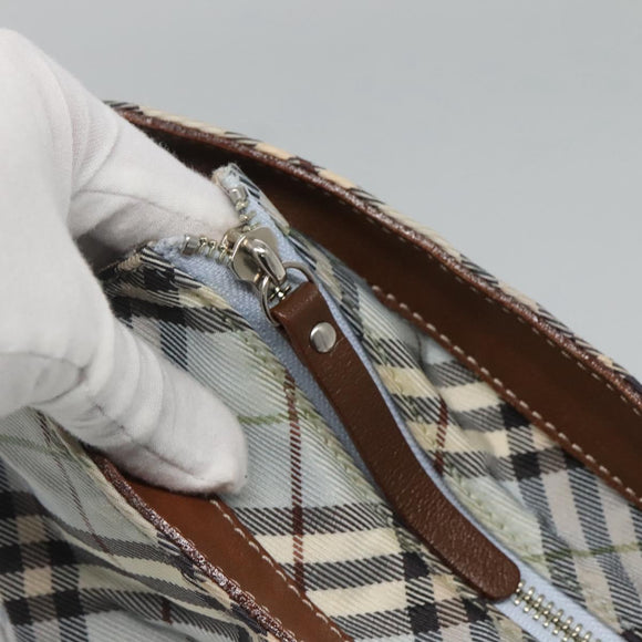 BURBERRY Nova Check Blue Label Shoulder Bag Nylon Light Blue Auth MX120