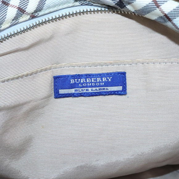 BURBERRY Nova Check Blue Label Shoulder Bag Nylon Light Blue Auth MX120