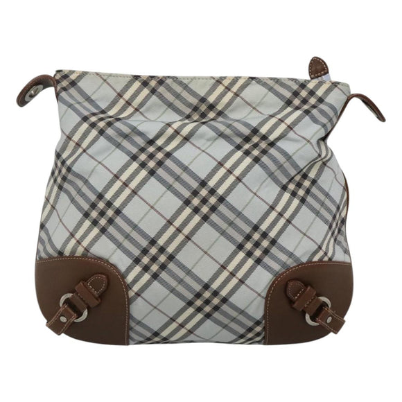 BURBERRY Nova Check Blue Label Shoulder Bag Nylon Light Blue Auth MX120