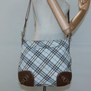 BURBERRY Nova Check Blue Label Shoulder Bag Nylon Light Blue Auth MX120-20
