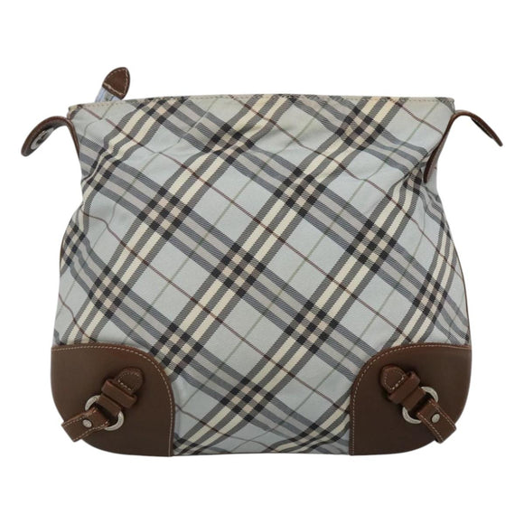 BURBERRY Nova Check Blue Label Shoulder Bag Nylon Light Blue Auth MX120