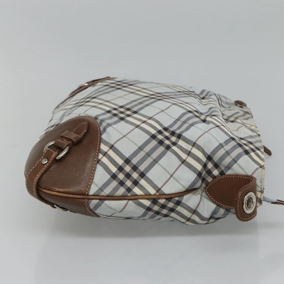 BURBERRY Nova Check Blue Label Shoulder Bag Nylon Light Blue Auth MX120