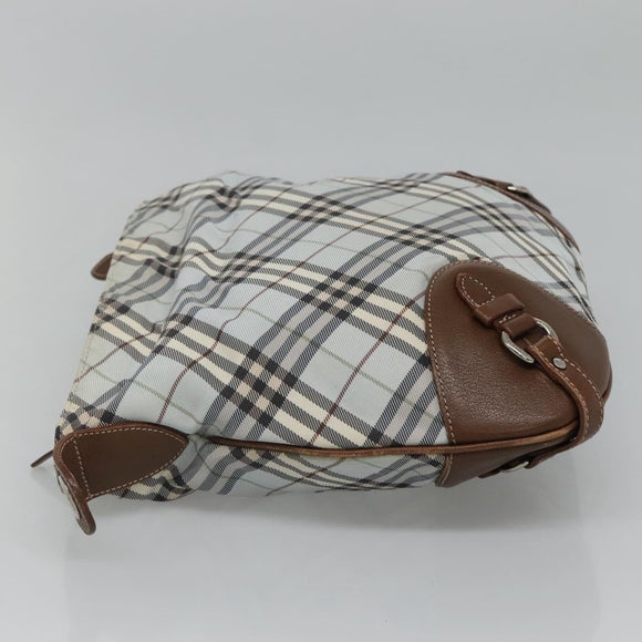 BURBERRY Nova Check Blue Label Shoulder Bag Nylon Light Blue Auth MX120