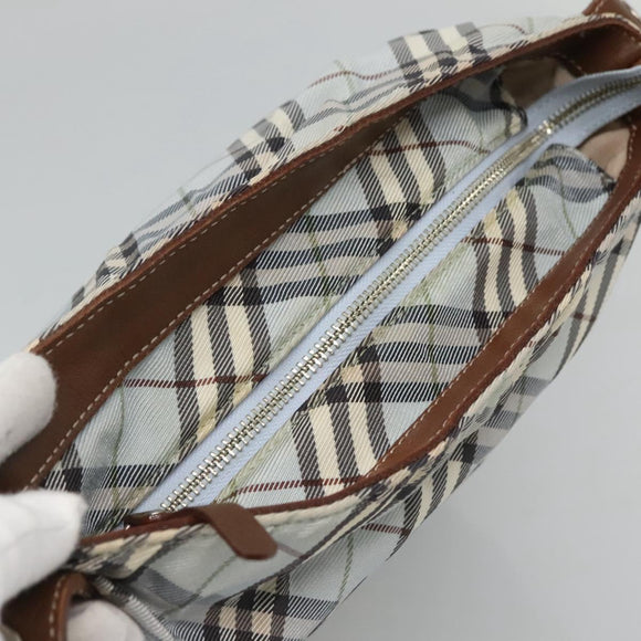 BURBERRY Nova Check Blue Label Shoulder Bag Nylon Light Blue Auth MX120