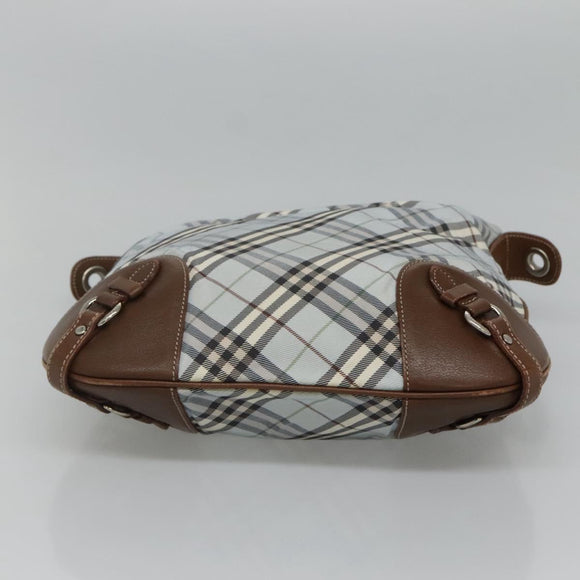BURBERRY Nova Check Blue Label Shoulder Bag Nylon Light Blue Auth MX120