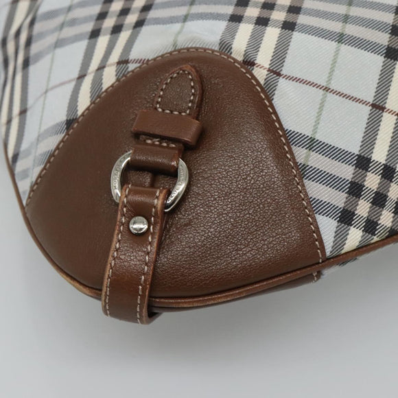 BURBERRY Nova Check Blue Label Shoulder Bag Nylon Light Blue Auth MX120