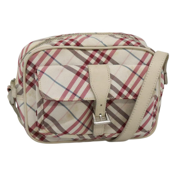 BURBERRY Nova Check Blue Label Shoulder Bag Nylon Red Auth MX126