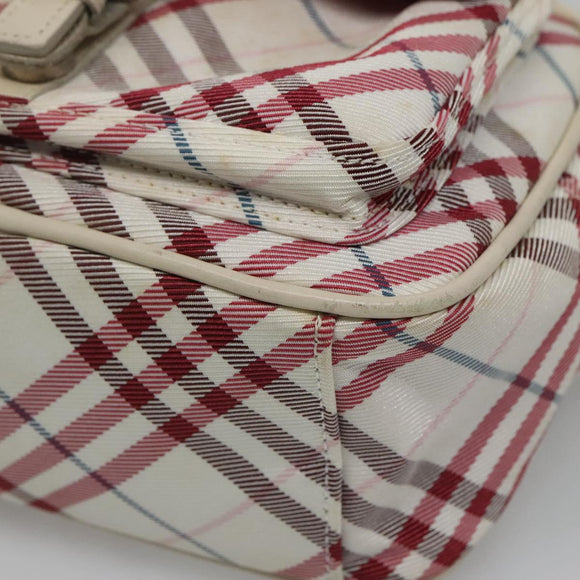 BURBERRY Nova Check Blue Label Shoulder Bag Nylon Red Auth MX126