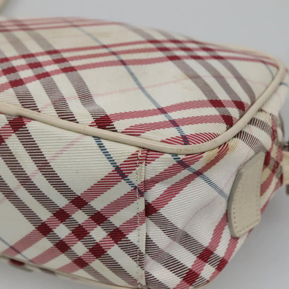 BURBERRY Nova Check Blue Label Shoulder Bag Nylon Red Auth MX126
