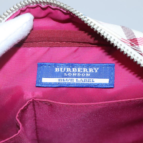BURBERRY Nova Check Blue Label Shoulder Bag Nylon Red Auth MX126