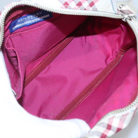 BURBERRY Nova Check Blue Label Shoulder Bag Nylon Red Auth MX126