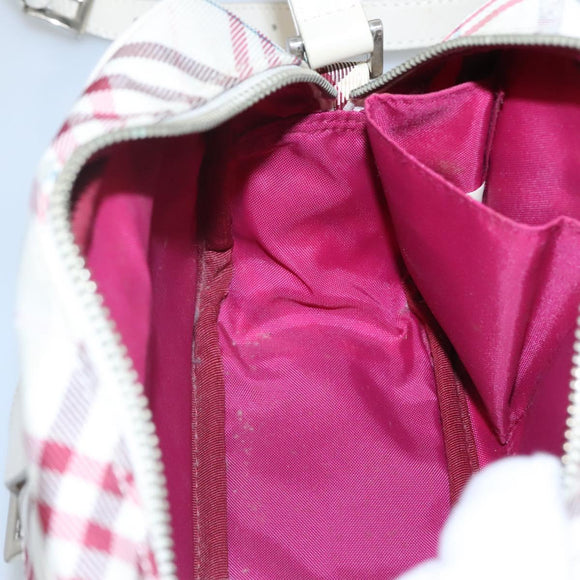 BURBERRY Nova Check Blue Label Shoulder Bag Nylon Red Auth MX126