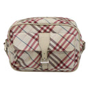 BURBERRY Nova Check Blue Label Shoulder Bag Nylon Red Auth MX126-13