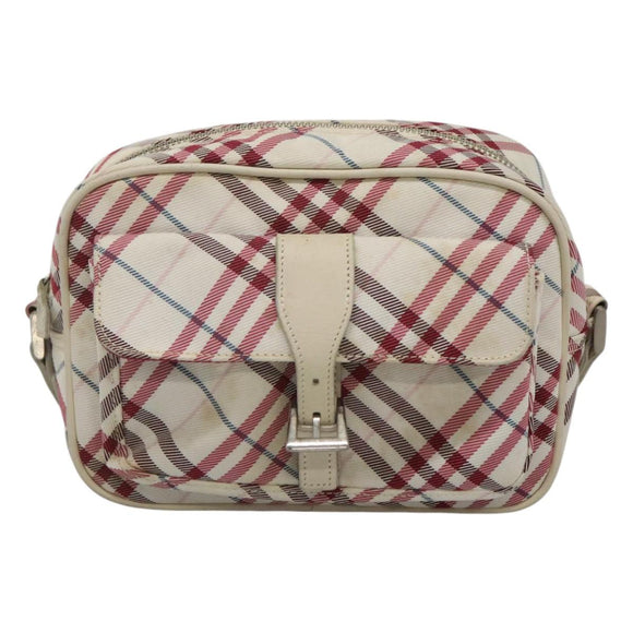 BURBERRY Nova Check Blue Label Shoulder Bag Nylon Red Auth MX126