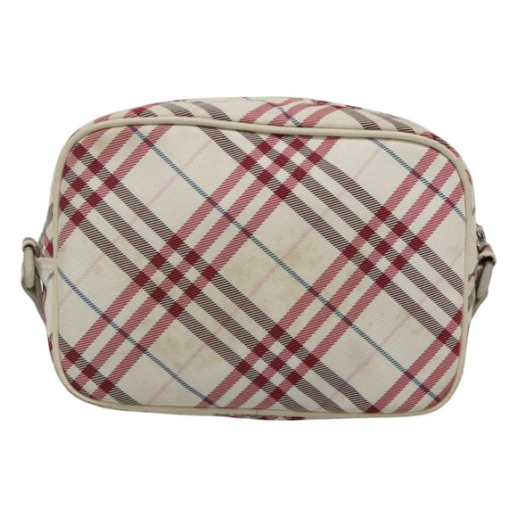 BURBERRY Nova Check Blue Label Shoulder Bag Nylon Red Auth MX126