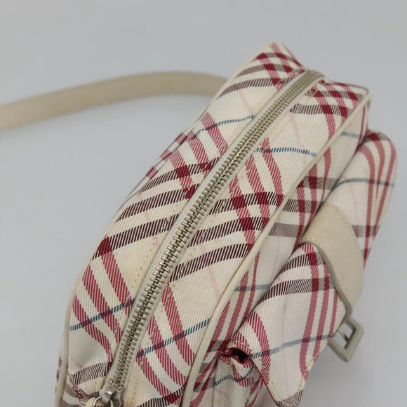 BURBERRY Nova Check Blue Label Shoulder Bag Nylon Red Auth MX126