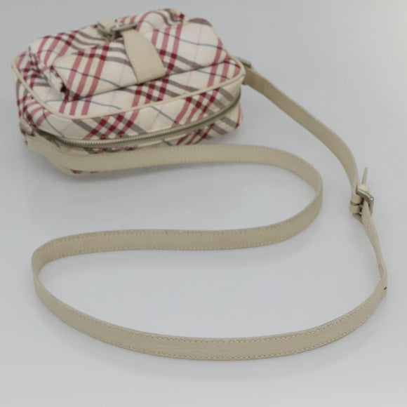 BURBERRY Nova Check Blue Label Shoulder Bag Nylon Red Auth MX126