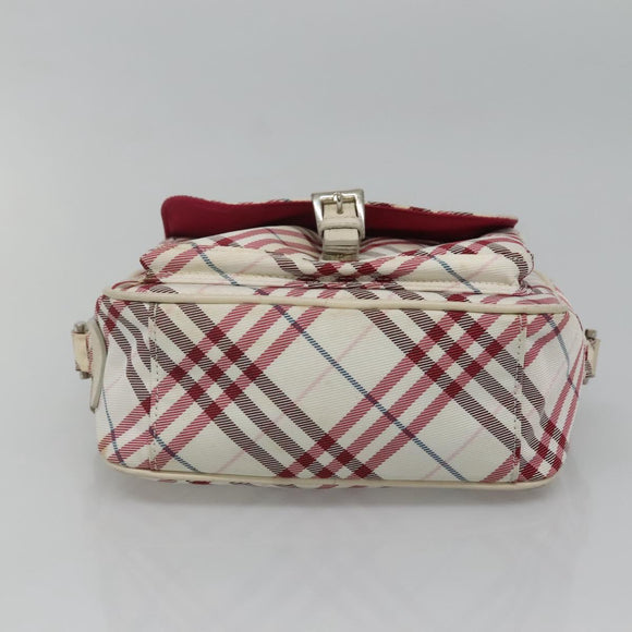BURBERRY Nova Check Blue Label Shoulder Bag Nylon Red Auth MX126