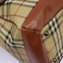 Burberrys Nova Check Boston Bag PVC 2way Beige Auth MX139-8