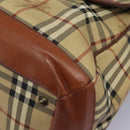 Burberrys Nova Check Boston Bag PVC 2way Beige Auth MX139-15