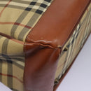 Burberrys Nova Check Boston Bag PVC 2way Beige Auth MX139-16