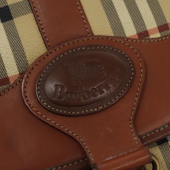 Burberrys Nova Check Boston Bag PVC 2way Beige Auth MX139