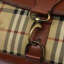 Burberrys Nova Check Boston Bag PVC 2way Beige Auth MX139-19