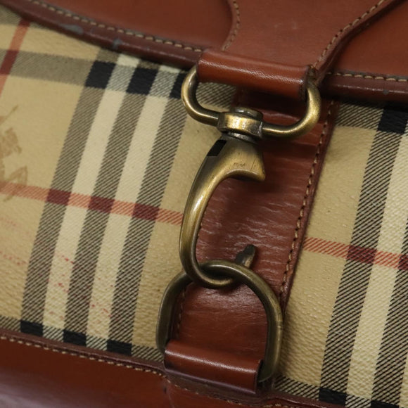 Burberrys Nova Check Boston Bag PVC 2way Beige Auth MX139